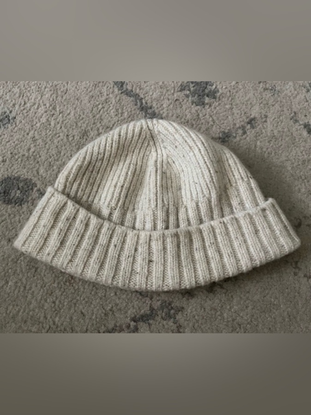 Men's Ribbed Knit Beanie - Cream